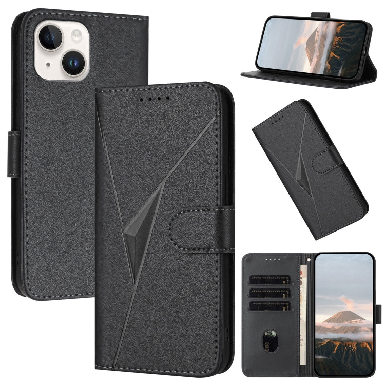 Triangle Pattern Buckle Clasp Leather Phone Case, For iPhone 15, For iPhone 14 Plus, For iPhone 14