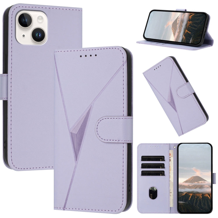 Triangle Pattern Buckle Clasp Leather Phone Case, For iPhone 15, For iPhone 14 Plus, For iPhone 14