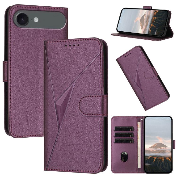 Triangle Pattern Buckle Clasp Leather Phone Case, For iPhone 17 Air, iPhone 16e, For iPhone 16 Pro Max