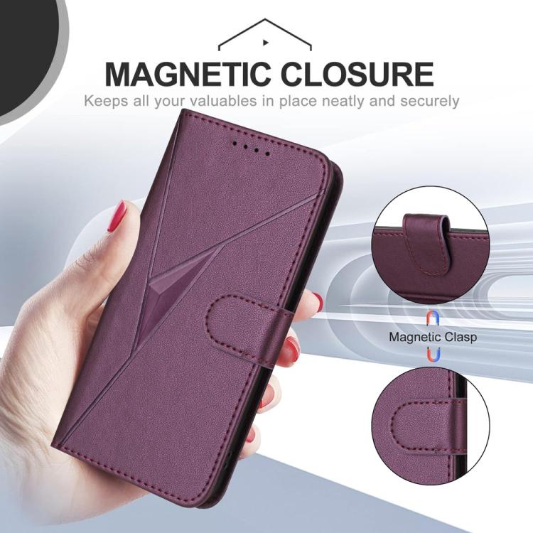 Triangle Pattern Buckle Clasp Leather Phone Case, For iPhone 17 Air, iPhone 16e, For iPhone 16 Pro Max