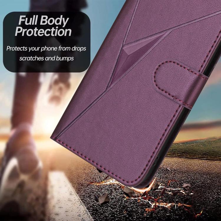 Triangle Pattern Buckle Clasp Leather Phone Case, For iPhone 17 Air, iPhone 16e, For iPhone 16 Pro Max