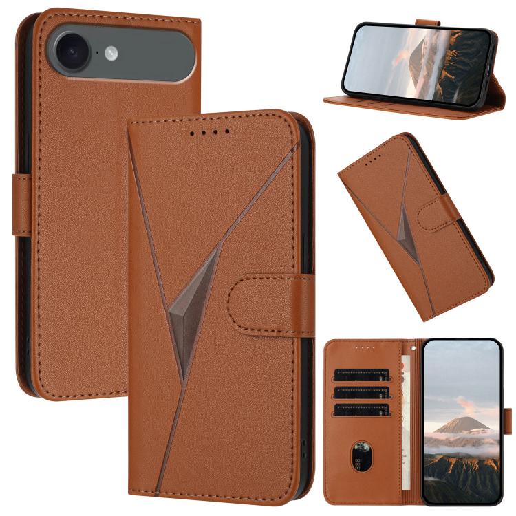 Triangle Pattern Buckle Clasp Leather Phone Case, For iPhone 17 Air, iPhone 16e, For iPhone 16 Pro Max