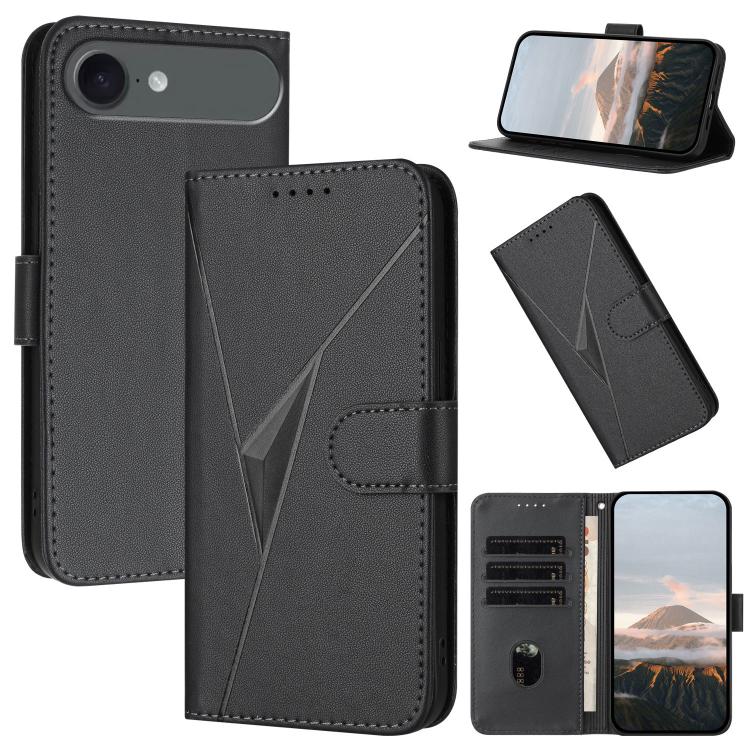 Triangle Pattern Buckle Clasp Leather Phone Case, For iPhone 17 Air, iPhone 16e, For iPhone 16 Pro Max