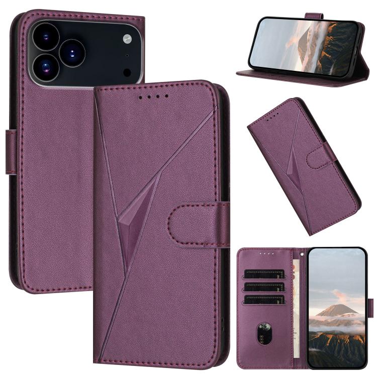 Triangle Pattern Buckle Clasp Leather Phone Case, For iPhone 17 Pro Max, For iPhone 17 Pro, For iPhone 17