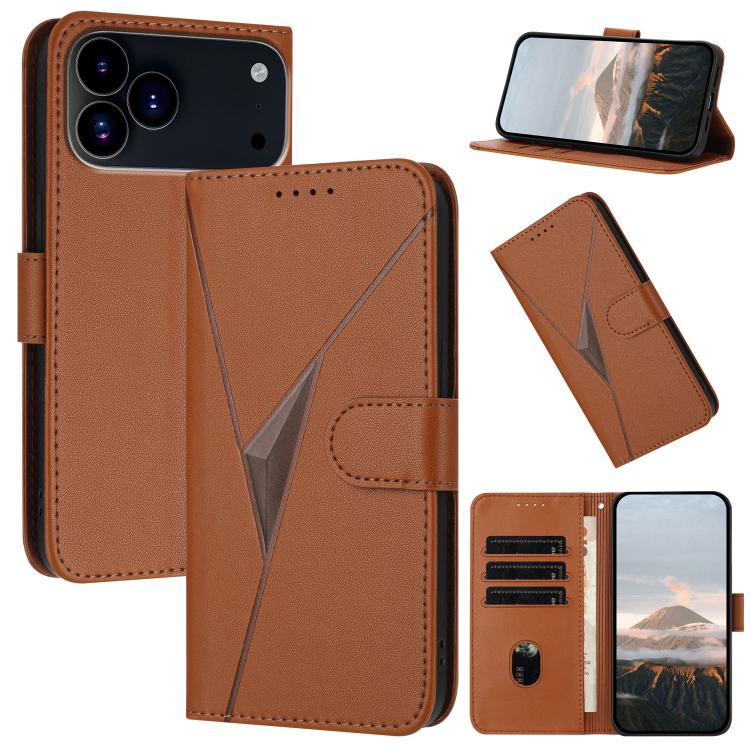 Triangle Pattern Buckle Clasp Leather Phone Case, For iPhone 17 Pro Max, For iPhone 17 Pro, For iPhone 17