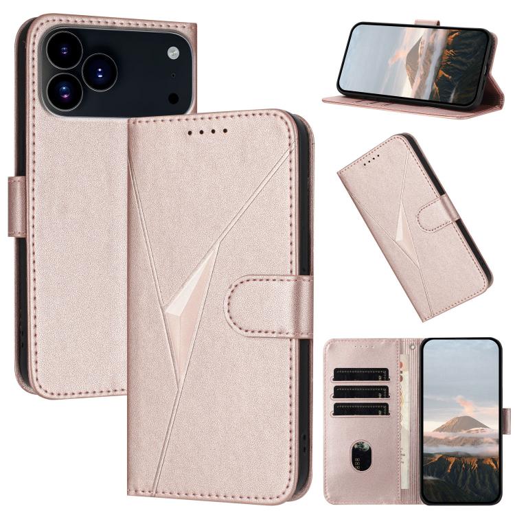 Triangle Pattern Buckle Clasp Leather Phone Case, For iPhone 17 Pro Max, For iPhone 17 Pro, For iPhone 17
