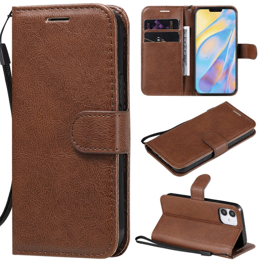 iPhone 12 Pro Max leather flip case with card slots, wallet, and lanyard in solid color