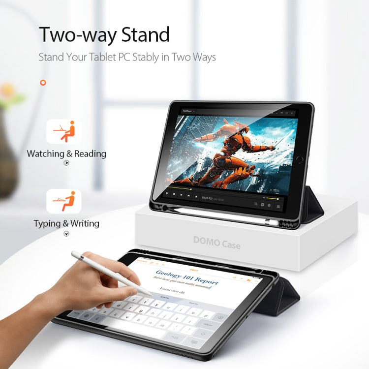 DUX DUCIS Domo Series Horizontal Flip Magnetic PU Leather Case with Three-folding Holder & Pen Slot, For iPad 9.7 inch(2017)/9.7 inch(2018)/iPad 6