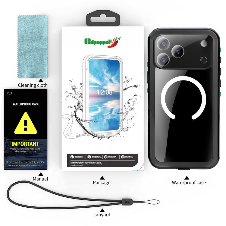 RedPepper Transparent Dot IP68 Waterproof Triple-proof MagSafe Phone Case, For iPhone 17 Pro Max, For iPhone 17 Pro, For iPhone 17, For iPhone 17 Air, For iPhone 16 Pro Max, For iPhone 16 Pro, For iPhone 16 Plus, For iPhone 16