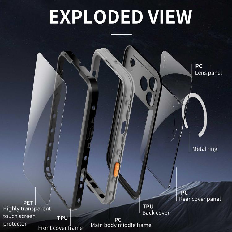 RedPepper Transparent Dot IP68 Waterproof Triple-proof MagSafe Phone Case, For iPhone 17 Pro Max, For iPhone 17 Pro, For iPhone 17, For iPhone 17 Air, For iPhone 16 Pro Max, For iPhone 16 Pro, For iPhone 16 Plus, For iPhone 16