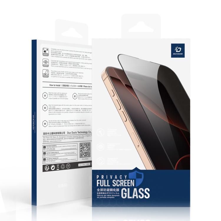 5pcs DUX DUCIS 0.33mm 9H High Aluminum Anti-spy HD Tempered Glass Film, For iPhone 17 Pro Max, For iPhone 17 Pro, For iPhone 17, For iPhone 17 Air, iPhone 16e, For iPhone 16 Pro Max, For iPhone 16 Pro, For iPhone 16 Plus, For iPhone 16