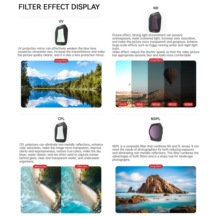 For DJI Air 3S JSR CB Series Drone Lens Filter, UV, CPL, ND8, ND16, ND32, ND64, ND8PL, ND16PL, ND32PL, ND64PL, NIGHT, STAR, Streak Drawing Blue, Adjustable CPL, 3 in 1 ND8/32/64, 4 in 1 CPL ND8/32/64, 4 in 1 ND8-64PL, 6 in 1 ND8-64 CPL STAR������������...