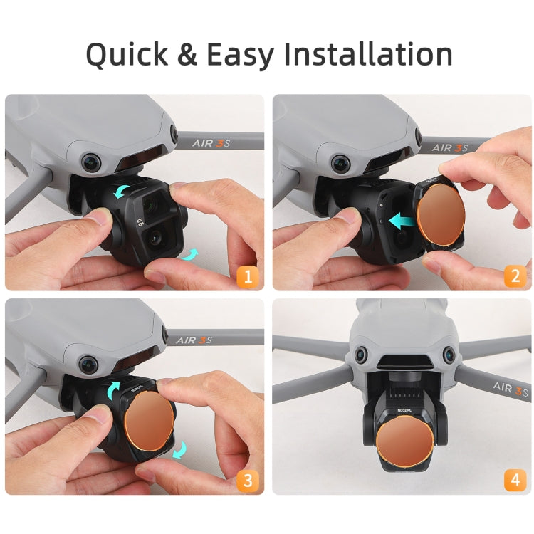 For DJI Air 3S Sunnylife Camera Lens Filter, MCUV, ND8, ND16, ND32, ND64, CPL, ND8PL, ND16PL, ND32PL, ND64PL, 3 in 1 CPL ND8 ND16, 4 in 1 ND8-64, 4 in 1 ND8-64PL, 4 in 1 UV CPL ND32 ND64, 6 in 1 UV CPL ND8-64