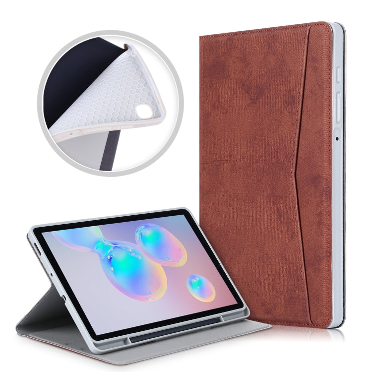 For Samsung Galaxy Tab S6 Lite P610/P615 Marble Cloth Texture TPU Horizontal Flip Leather Case with Holder & Card Slot & Pen Slot