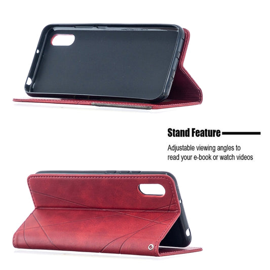 Magnetic leather flip case for iPhone 12 displaying rhombus texture detail