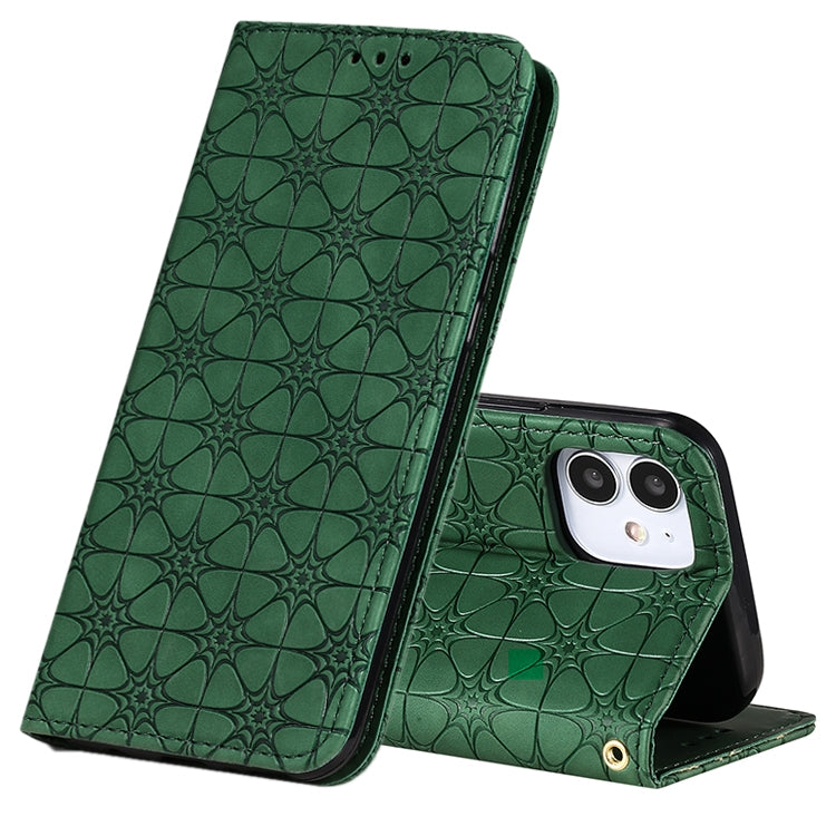 Lucky Flowers Embossing Pattern Magnetic Horizontal Flip Leather Case with Holder & Card Slots
