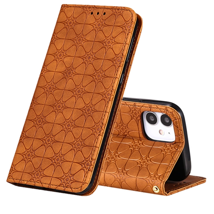 Lucky Flowers Embossing Pattern Magnetic Horizontal Flip Leather Case with Holder & Card Slots