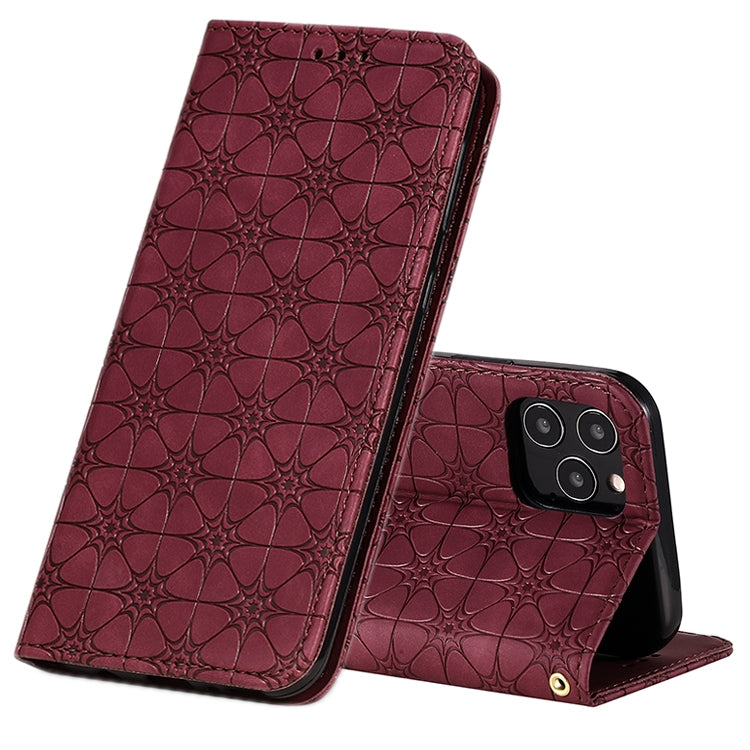 Lucky Flowers Embossing Pattern Magnetic Horizontal Flip Leather Case with Holder & Card Slots
