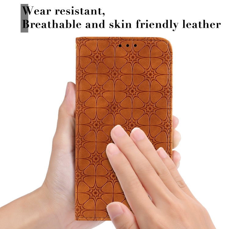 Lucky Flowers Embossing Pattern Magnetic Horizontal Flip Leather Case with Holder & Card Slots