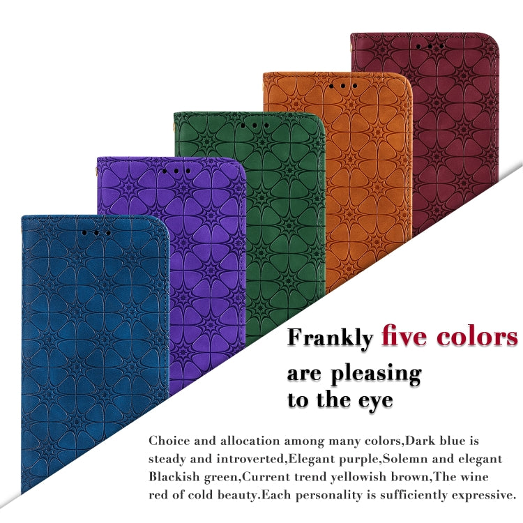 Lucky Flowers Embossing Pattern Magnetic Horizontal Flip Leather Case with Holder & Card Slots