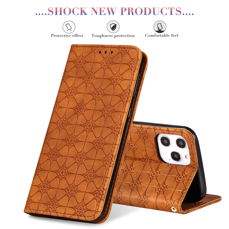 Lucky Flowers Embossing Pattern Magnetic Horizontal Flip Leather Case with Holder & Card Slots