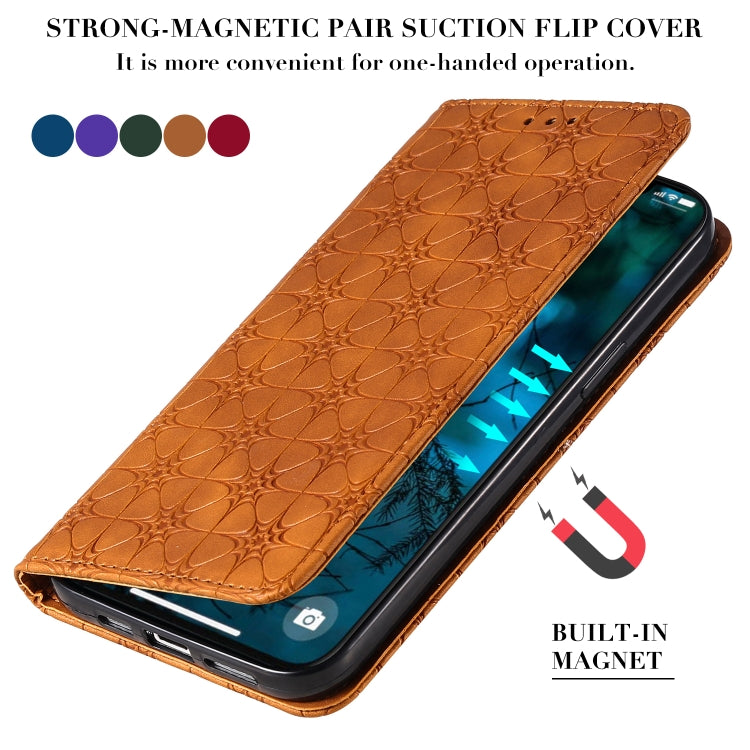 Lucky Flowers Embossing Pattern Magnetic Horizontal Flip Leather Case with Holder & Card Slots