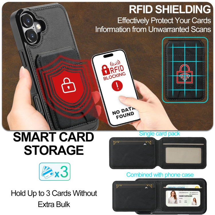 LC.IMEEKE L3 Series Detachable RFID Card Bag Magsafe Phone Case, For iPhone 16, For iPhone 15 Pro Max, For iPhone 15 Pro, For iPhone 15 Plus / 14 Plus