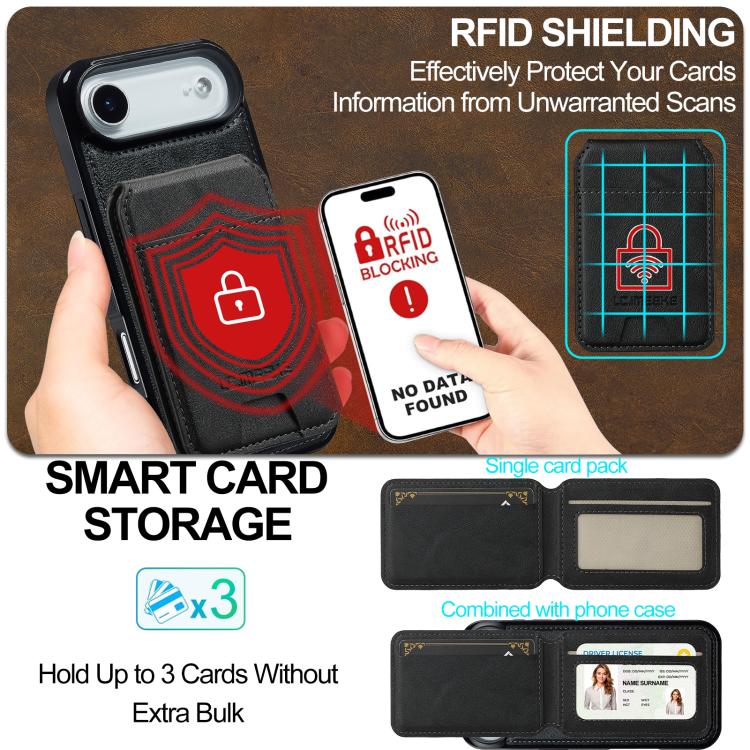 LC.IMEEKE L3 Series Detachable RFID Card Bag Magsafe Phone Case, For iPhone SE 2024, For iPhone 16 Pro Max, For iPhone 16 Pro, For iPhone 16 Plus