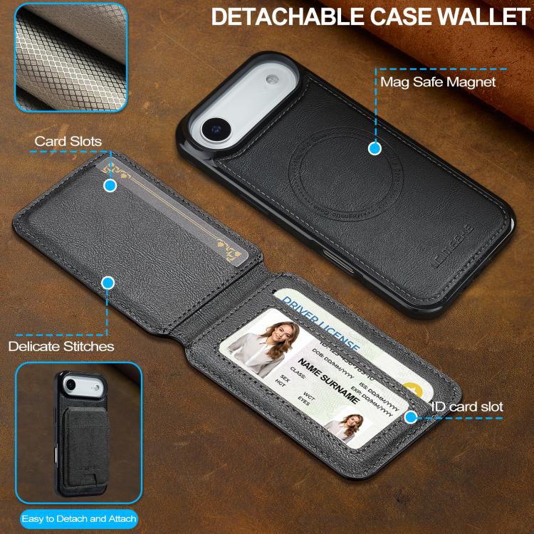 LC.IMEEKE L3 Series Detachable RFID Card Bag Magsafe Phone Case, For iPhone SE 2024, For iPhone 16 Pro Max, For iPhone 16 Pro, For iPhone 16 Plus