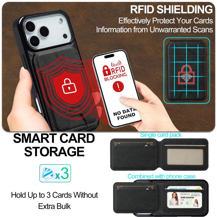 LC.IMEEKE L3 Series Detachable RFID Card Bag Magsafe Phone Case, For iPhone 17 Pro Max, For iPhone 17 Pro, For iPhone 17, For iPhone 17 Air