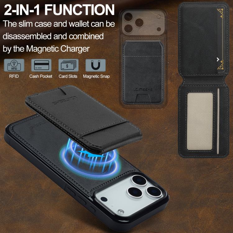 LC.IMEEKE L3 Series Detachable RFID Card Bag Magsafe Phone Case, For iPhone 17 Pro Max, For iPhone 17 Pro, For iPhone 17, For iPhone 17 Air