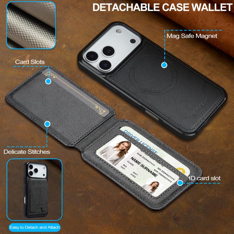LC.IMEEKE L3 Series Detachable RFID Card Bag Magsafe Phone Case, For iPhone 17 Pro Max, For iPhone 17 Pro, For iPhone 17, For iPhone 17 Air