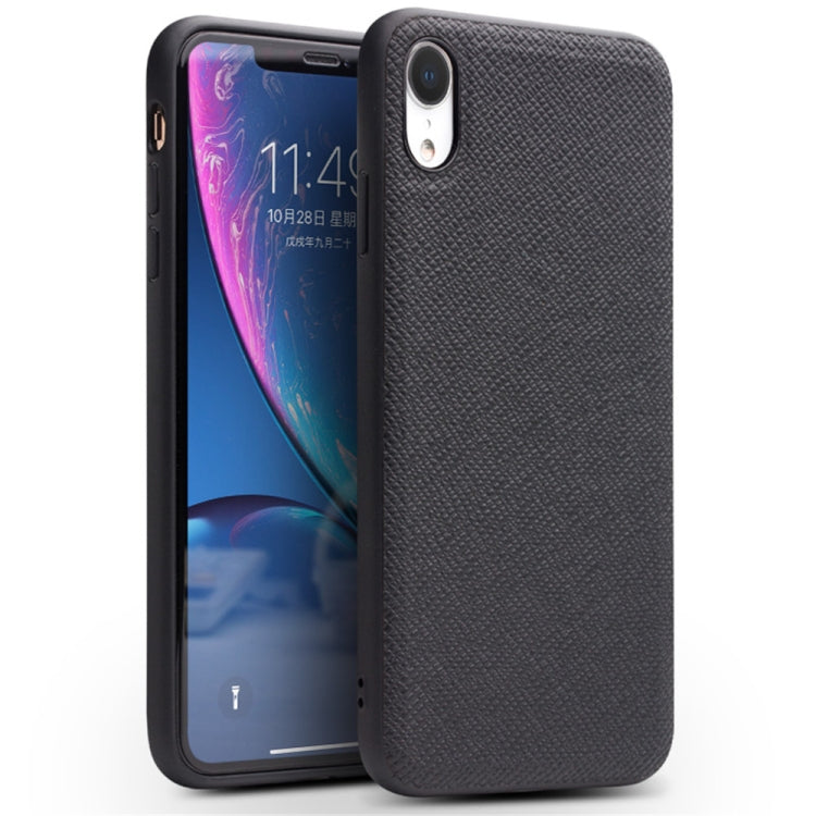 QIALINO 2 in 1 Cross Texture Top-grain Leather  + PC + TPU Horizontal Flip Leather Case with Holder & Card Slots, For iPhone XR