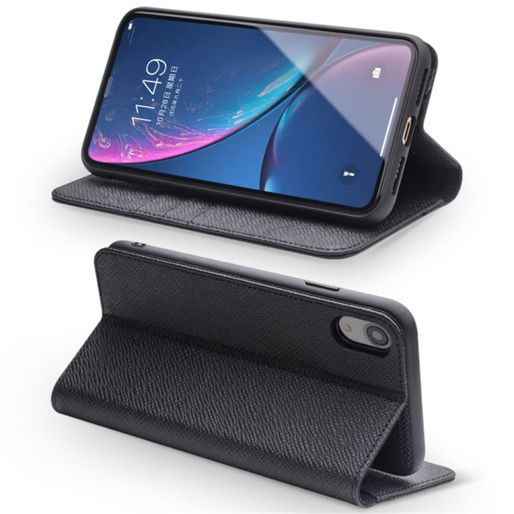 QIALINO 2 in 1 Cross Texture Top-grain Leather  + PC + TPU Horizontal Flip Leather Case with Holder & Card Slots, For iPhone XR