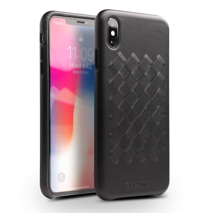 QIALINO Shockproof Weave Cowhide Leather Protective Case, For iPhone XS, For iPhone XR, For iPhone XS Max