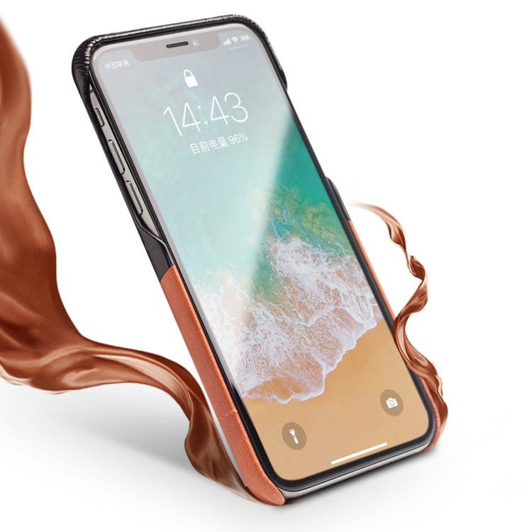 For iPhone X / XS QIALINO Crocodile Texture Cowhide Leather Protective Case