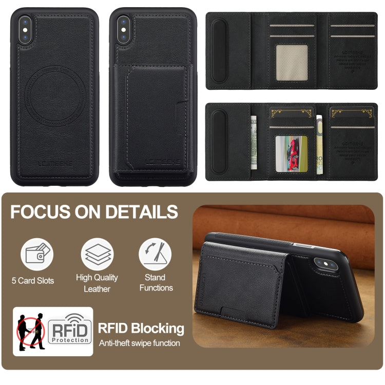 LC.IMEEKE L5 Series Detachable RFID Card Bag Magsafe Phone Case, For iPhone XS Max, For iPhone 8 Plus / 7 Plus