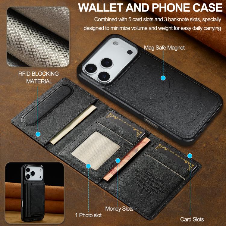 LC.IMEEKE L5 Series Detachable RFID Card Bag Magsafe Phone Case, For iPhone 17 Pro Max, For iPhone 17 Pro, For iPhone 17, For iPhone 17 Air
