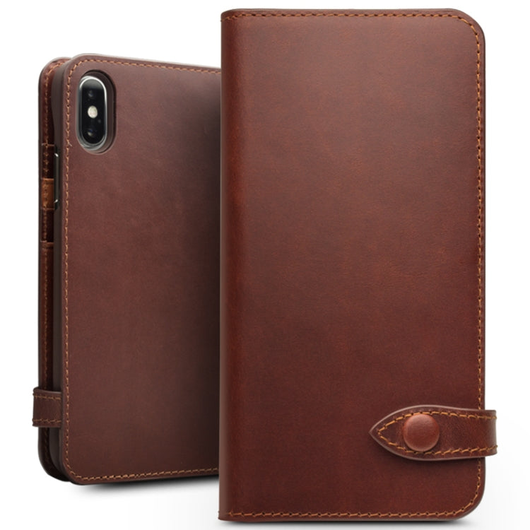For iPhone XS / X QIALINO Crazy Horse Business Horizontal Flip Leather Case with Holder & Card Slots, With Buckle, Without Buckle
