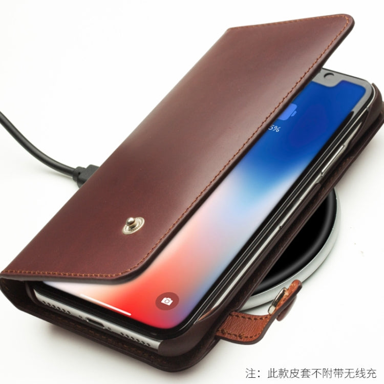 For iPhone XS / X QIALINO Crazy Horse Business Horizontal Flip Leather Case with Holder & Card Slots, With Buckle, Without Buckle