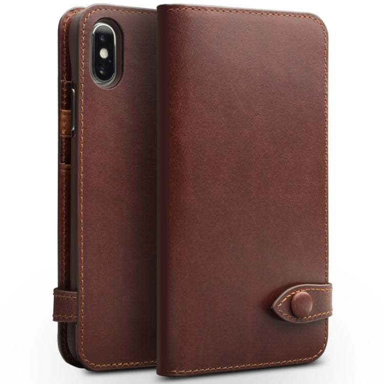 For iPhone XS / X QIALINO Crazy Horse Business Horizontal Flip Leather Case with Holder & Card Slots, With Buckle, Without Buckle