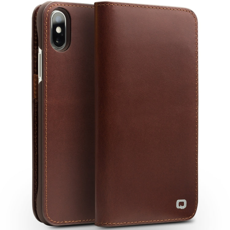 For iPhone XS / X QIALINO Crazy Horse Business Horizontal Flip Leather Case with Holder & Card Slots, With Buckle, Without Buckle