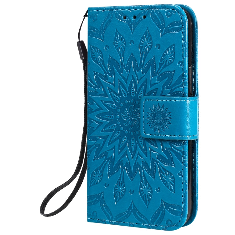 Pressed Printing Sunflower Pattern Horizontal Flip PU Leather Case Holder & Card Slots & Wallet & Lanyard, For iPhone 12 mini, For iPhone 12 / 12 Pro, For iPhone 12 Pro Max