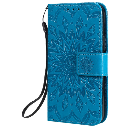 Horizontal flip design sunflower pattern case for iPhone 12 mini with lanyard attachment