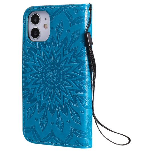 Pressed sunflower motif leather wallet case iPhone 12 Pro Max multiple card storage