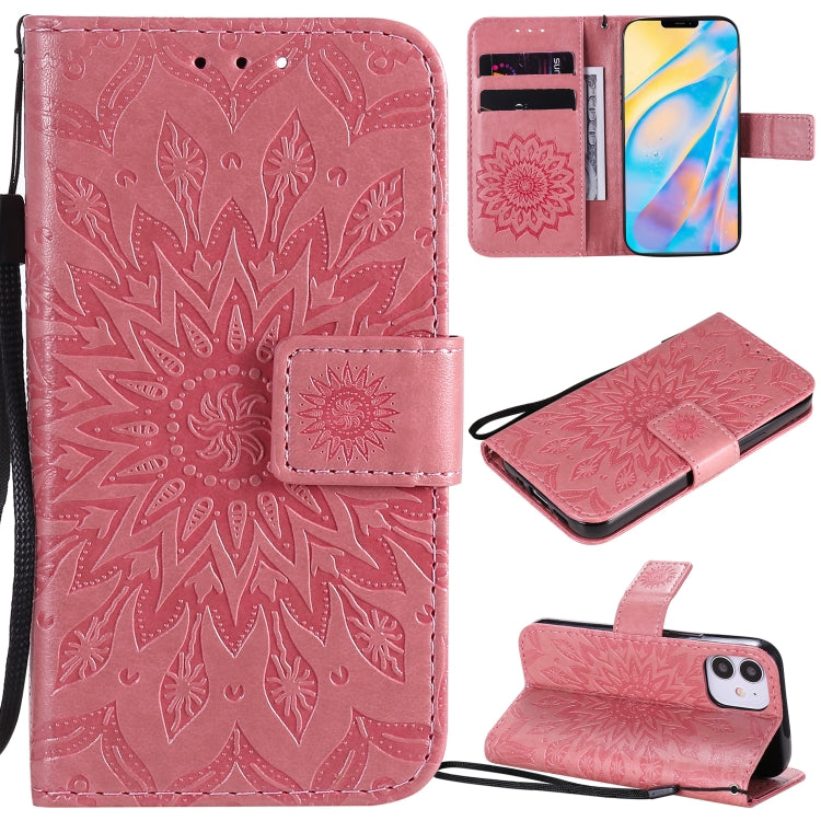 Pressed Printing Sunflower Pattern Horizontal Flip PU Leather Case Holder & Card Slots & Wallet & Lanyard, For iPhone 12 mini, For iPhone 12 / 12 Pro, For iPhone 12 Pro Max