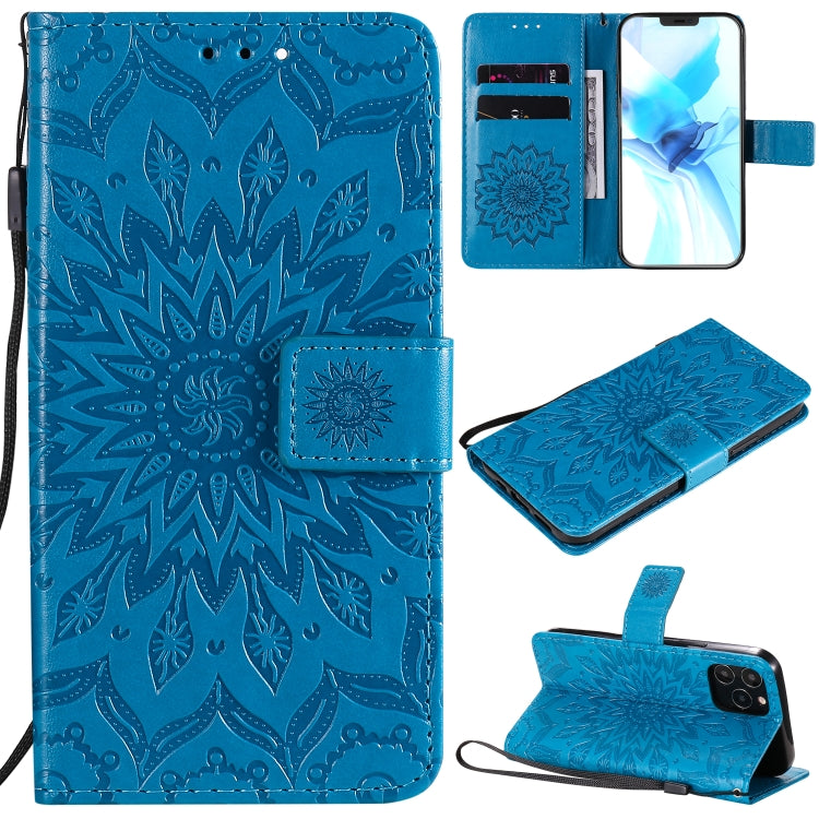 Pressed Printing Sunflower Pattern Horizontal Flip PU Leather Case Holder & Card Slots & Wallet & Lanyard, For iPhone 12 mini, For iPhone 12 / 12 Pro, For iPhone 12 Pro Max