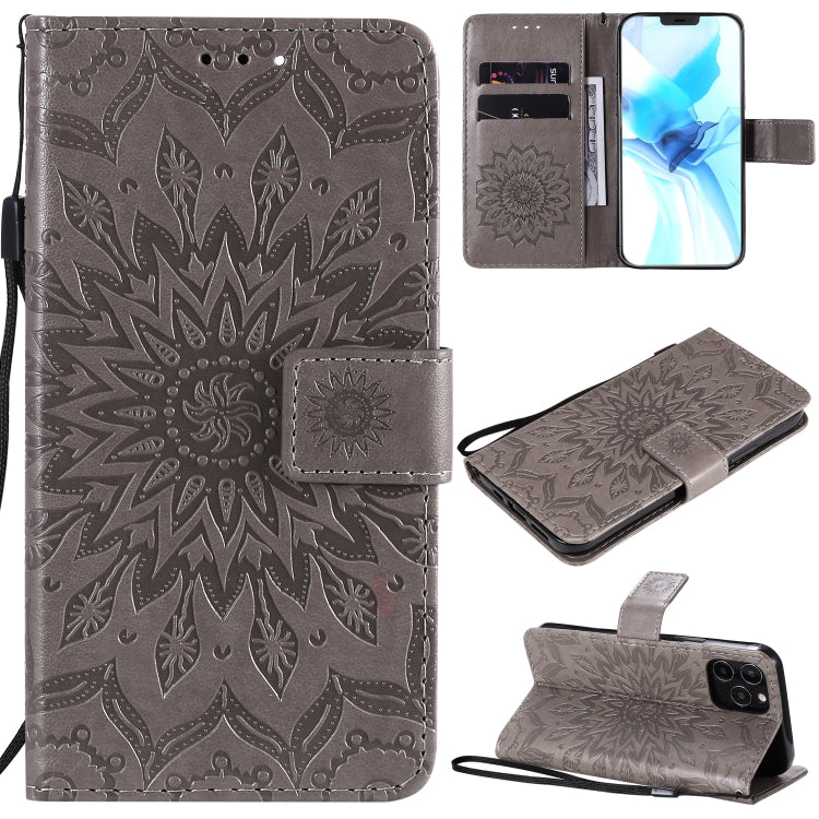 Pressed Printing Sunflower Pattern Horizontal Flip PU Leather Case Holder & Card Slots & Wallet & Lanyard, For iPhone 12 mini, For iPhone 12 / 12 Pro, For iPhone 12 Pro Max