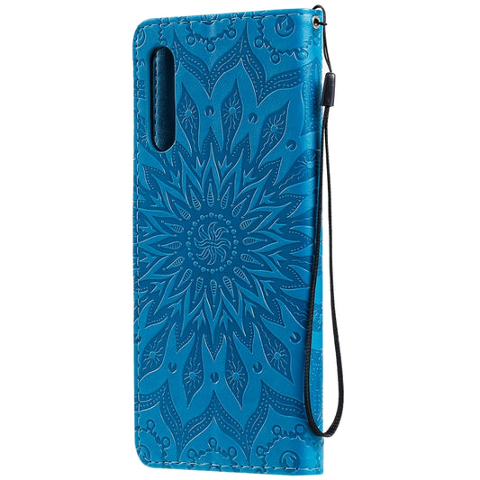 Front view pressed sunflower leather case holder showing card slot organization and closure