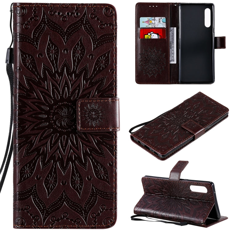 Pressed Printing Sunflower Pattern Horizontal Flip PU Leather Case Holder & Card Slots & Wallet & Lanyard, For LG G9, For LG K41S & K51S, For LG K50S